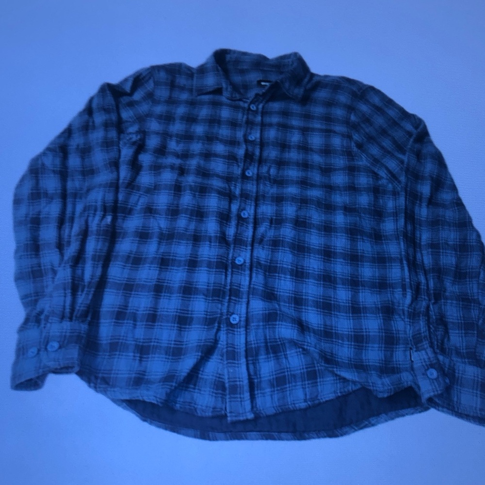 Men's Blue Plaid Button-Up Shirt